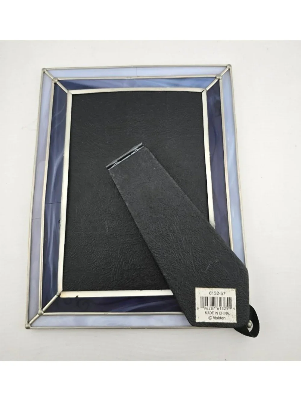 Art Glass 5x7 Handmade Photo Frame Malden Blue & White Stained Glass READ